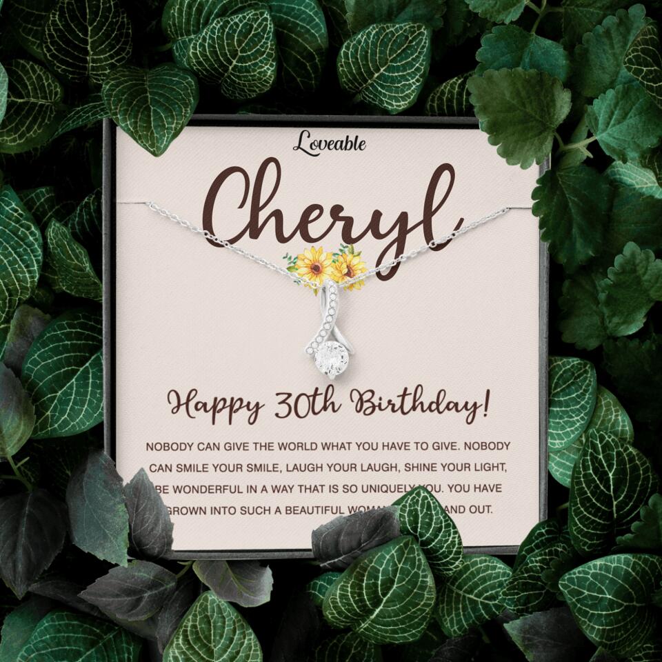 Happy 30th Birthday - Personalized White Gold Necklace - Custom Name