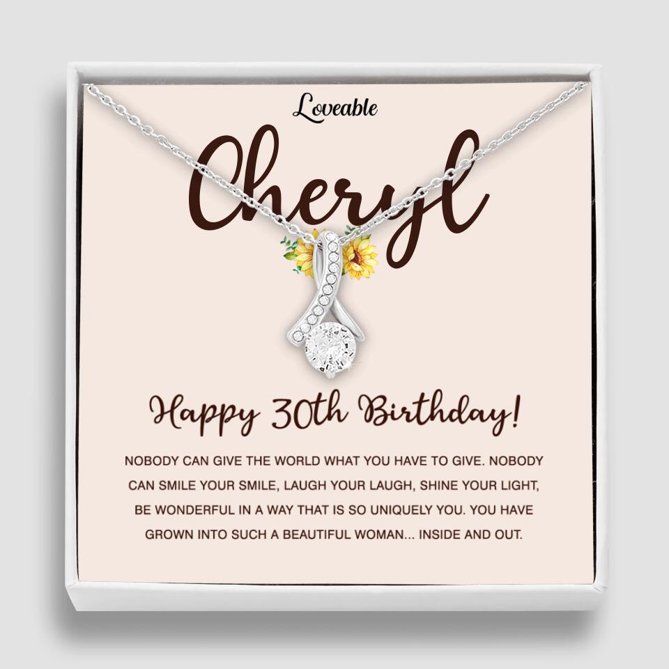Happy 30th Birthday - Personalized White Gold Necklace - Custom Name
