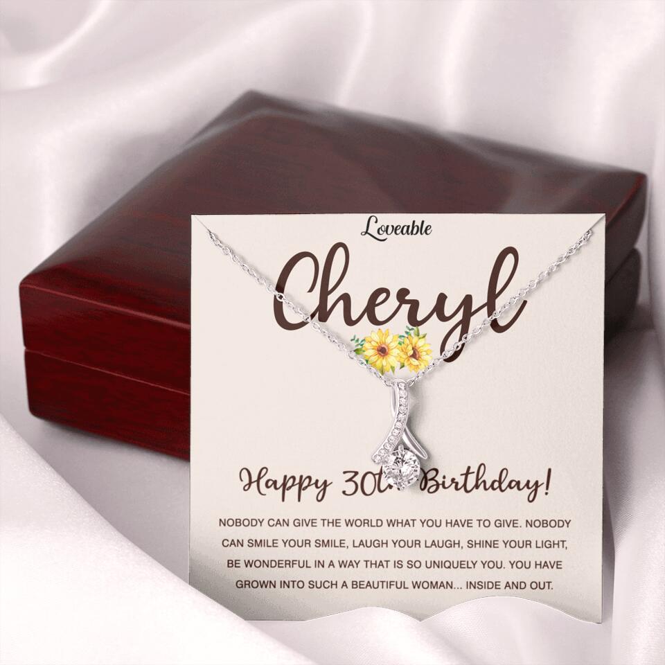 Happy 30th Birthday - Personalized White Gold Necklace - Custom Name