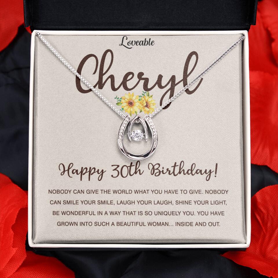 Happy 30th Birthday - Personalized White Gold Necklace - Custom Name