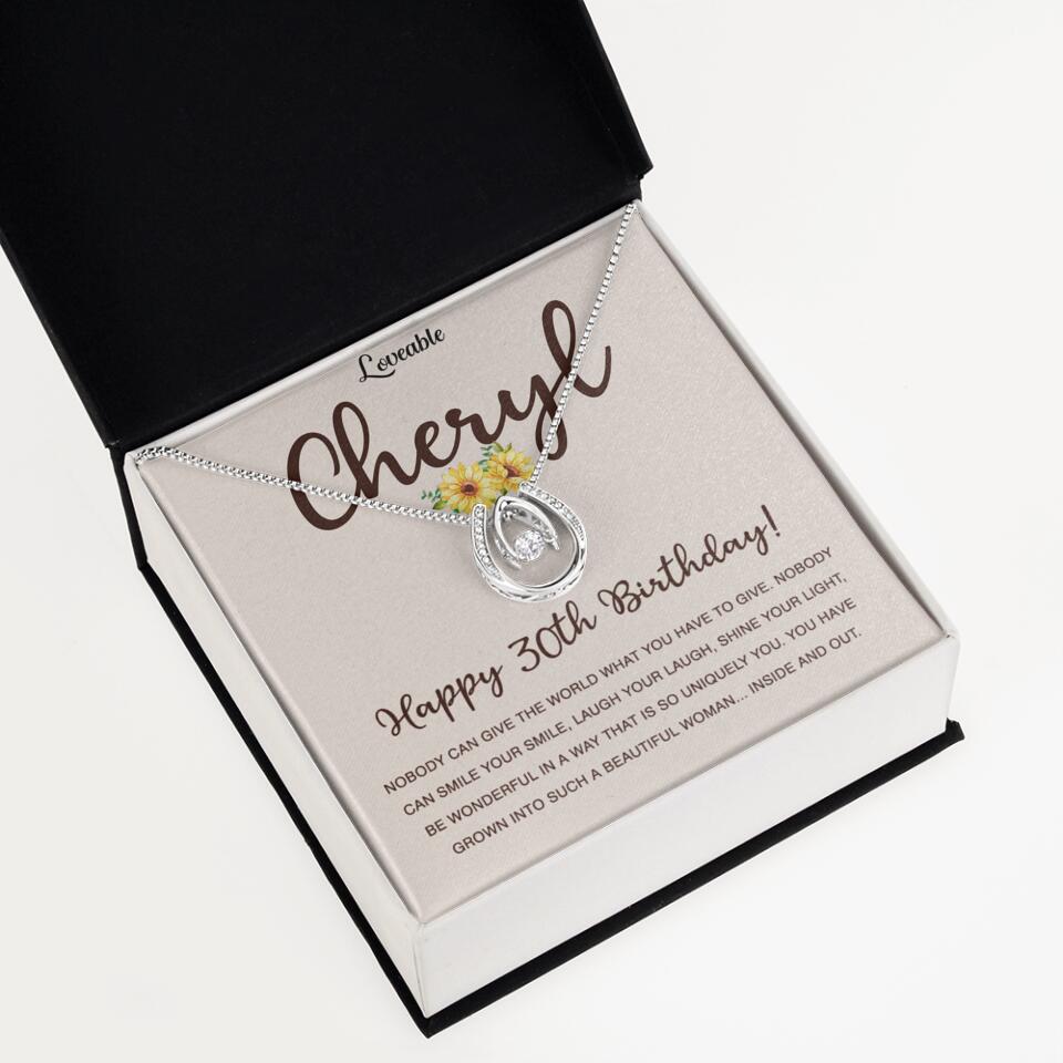 Happy 30th Birthday - Personalized White Gold Necklace - Custom Name