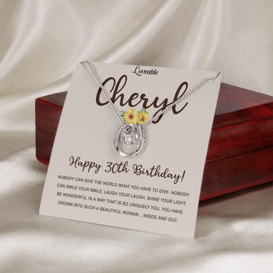 Happy 30th Birthday - Personalized White Gold Necklace - Custom Name