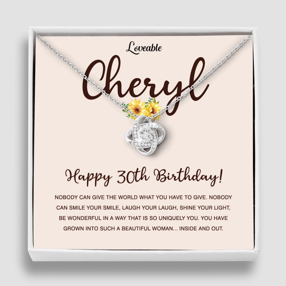 Happy 30th Birthday - Personalized White Gold Necklace - Custom Name