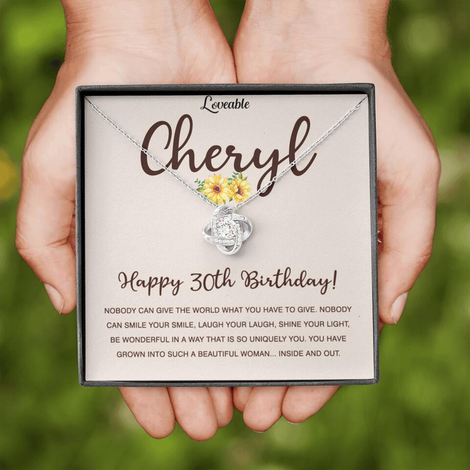 Happy 30th Birthday - Personalized White Gold Necklace - Custom Name