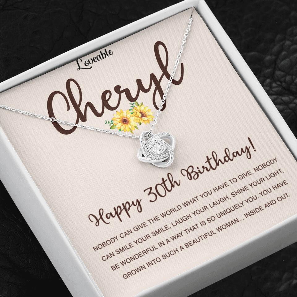 Happy 30th Birthday - Personalized White Gold Necklace - Custom Name