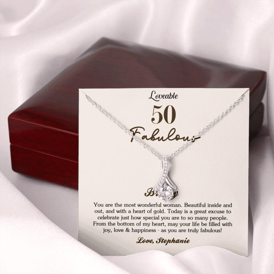 50 Fabulous - 50th Birthday gift for woman - Personalized Necklace w/ message card 206HNTHJE321