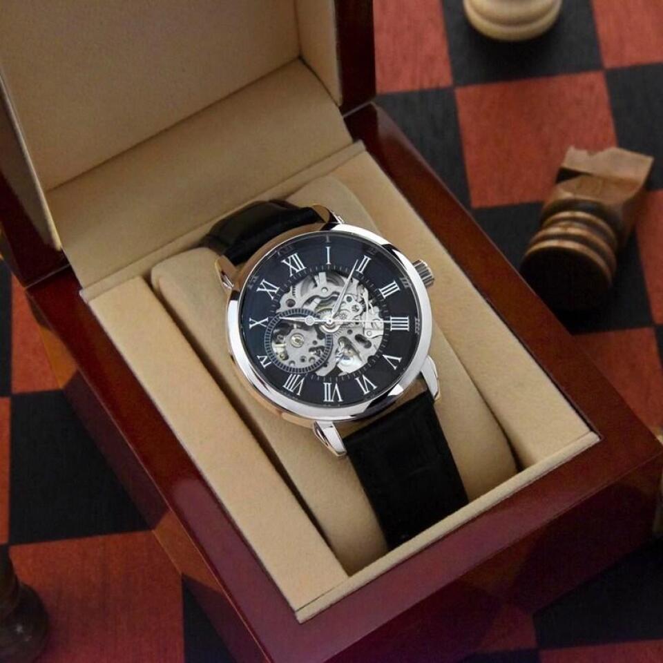 Happy 1 Year Anniversary - Personalized Luxury Men's Watch With Box and Message Card - Best 1 Year Anniversary Gifts For Him Husband - 208IHPTHWA052