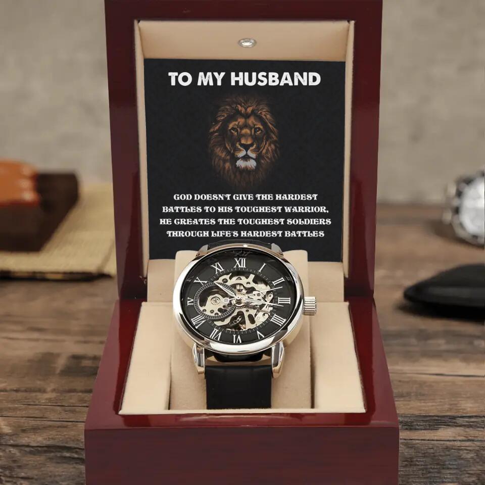 God Doesn&#39;t Give Hardest Battles - Personalized Men&#39;s Watch Luxury - Best Gifts For Husband On birthday Christmas Anniversary - 209IHPTHWA281