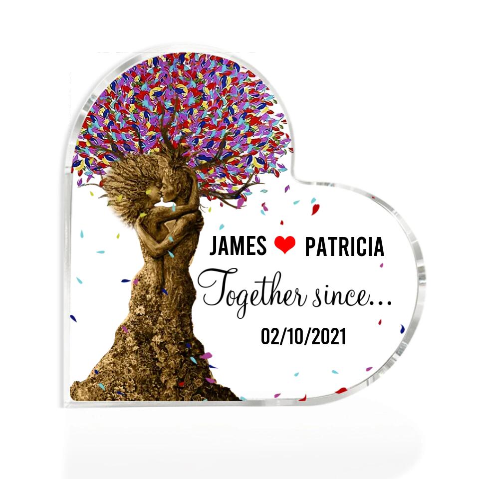 Together Since-Personalized Heart Shaped Acrylic Plaque Romantic Anniversary Gift For Partner Couple Husband Wife Boyfriend Girlfriend-209IHPTHAP315