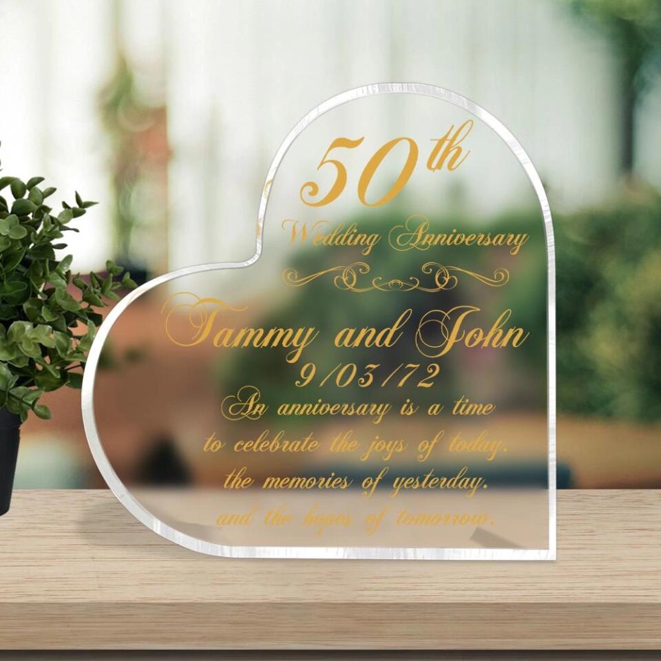 An Anniversary Is A Time To Celebrate The Joys Of Today The Memories Of Yesterday And The Hopes Of Tomorrow-Best Personalized Heart Shape Acrylic Gift For Wedding Anniversary Husband Wife-209IHNTHAP668