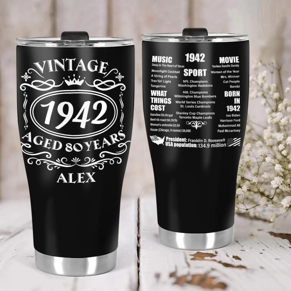 Vintage 1942 Happy 82th Birthday Custom Tumbler Birthday Gift For Grandpa