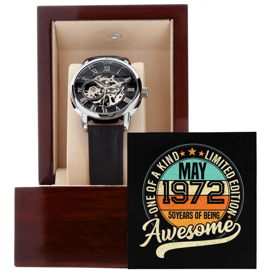 Born In MAY 1972 50 Years Of Being Awesome Personalized Men Watch