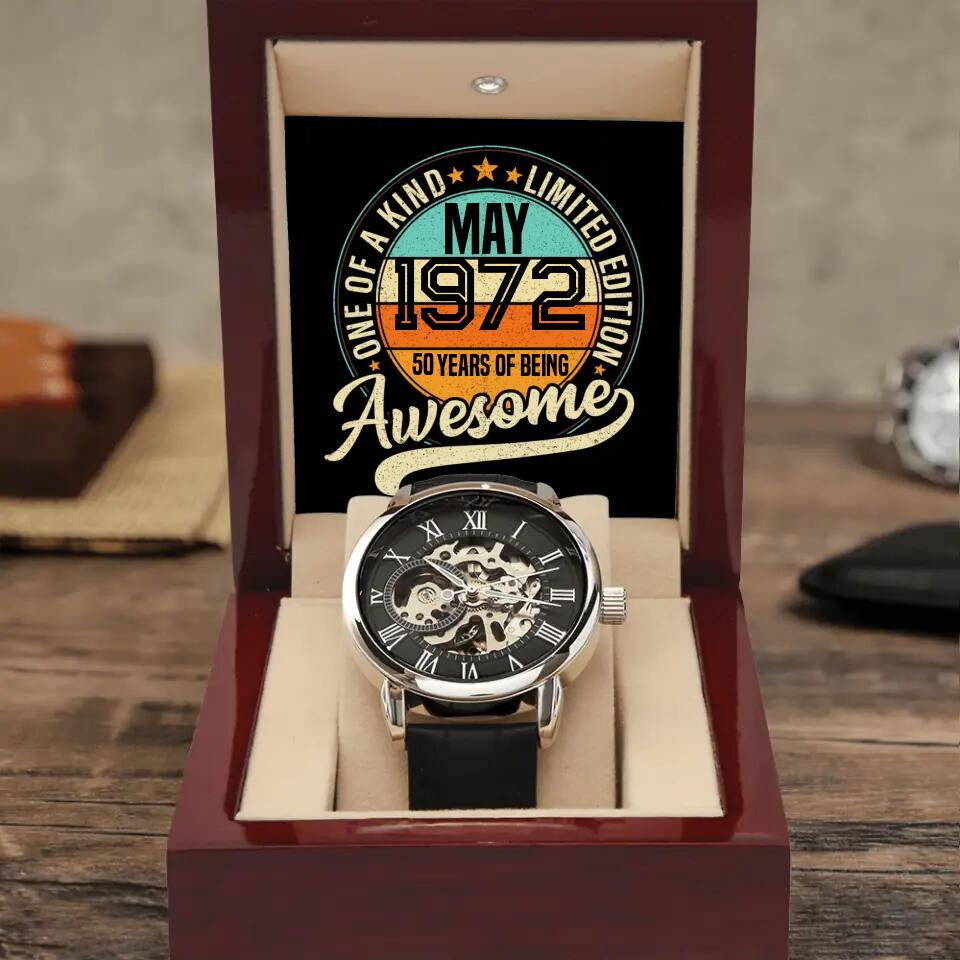 Born in MAY 1972 - 50 years of being awesome - Personalized Luxury Men&#39;s Watch - Best Birthday Gifts for Dad Husband Grandpa Him Brothers -  210IHPNPWA347