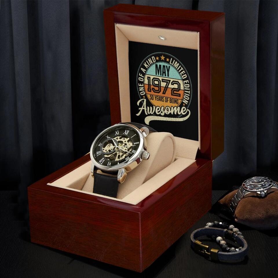 Born In MAY 1972 50 Years Of Being Awesome Personalized Men Watch