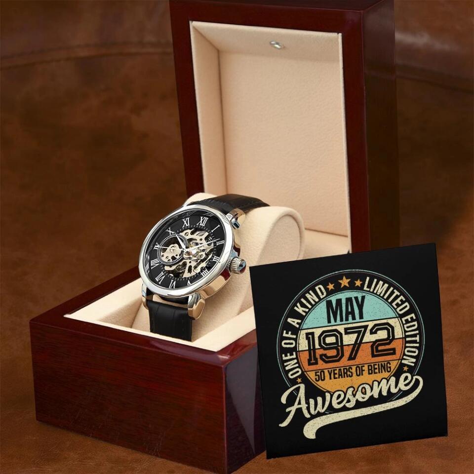 Born In MAY 1972 50 Years Of Being Awesome Personalized Men Watch