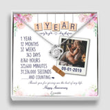 Happy 1 Year Anniversary Couple - Personalized Necklace Jewelry Customizable Photo and Date - Best Gifts for Your Girlfriend Wife Spouse - 209IHPTHJE322