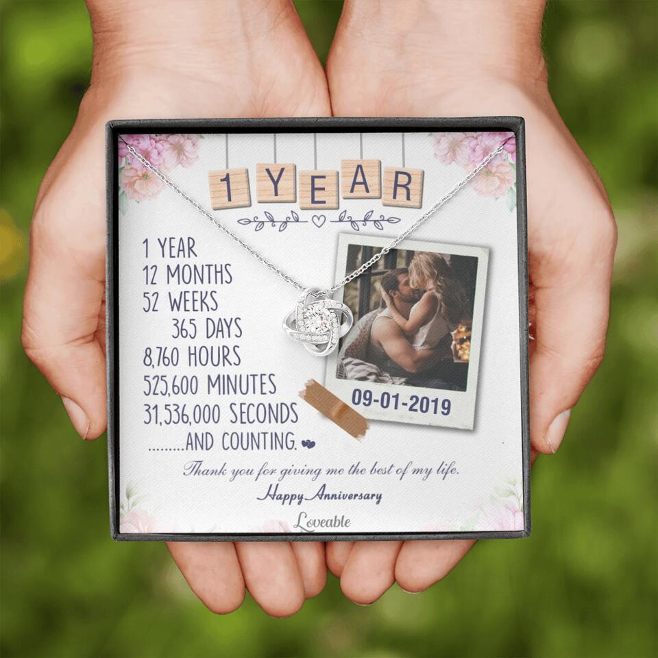 Happy 1 Year Anniversary Couple Personalized Necklace