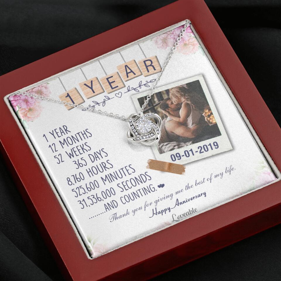 Happy 1 Year Anniversary Couple Personalized Necklace