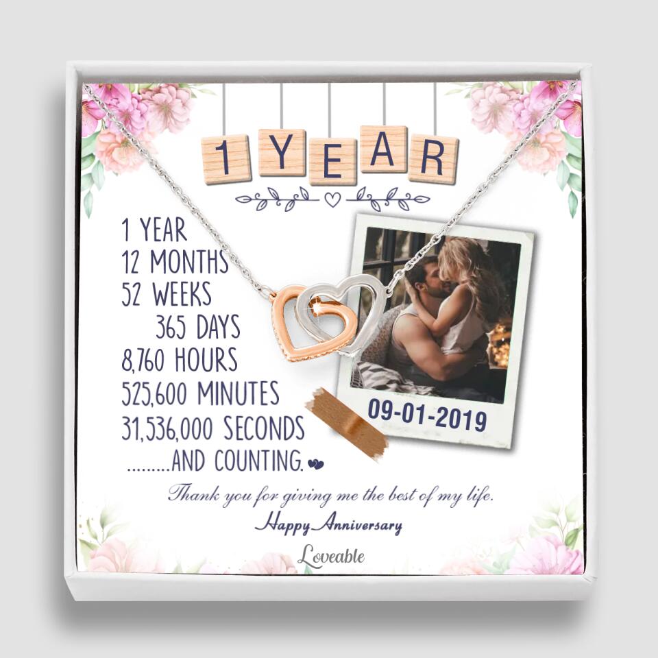 Happy 1 Year Anniversary Couple Personalized Necklace