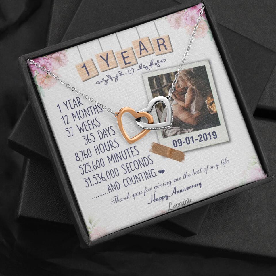 Happy 1 Year Anniversary Couple Personalized Necklace