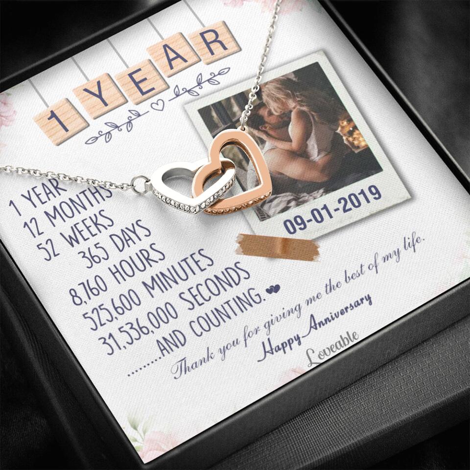 Happy 1 Year Anniversary Couple Personalized Necklace