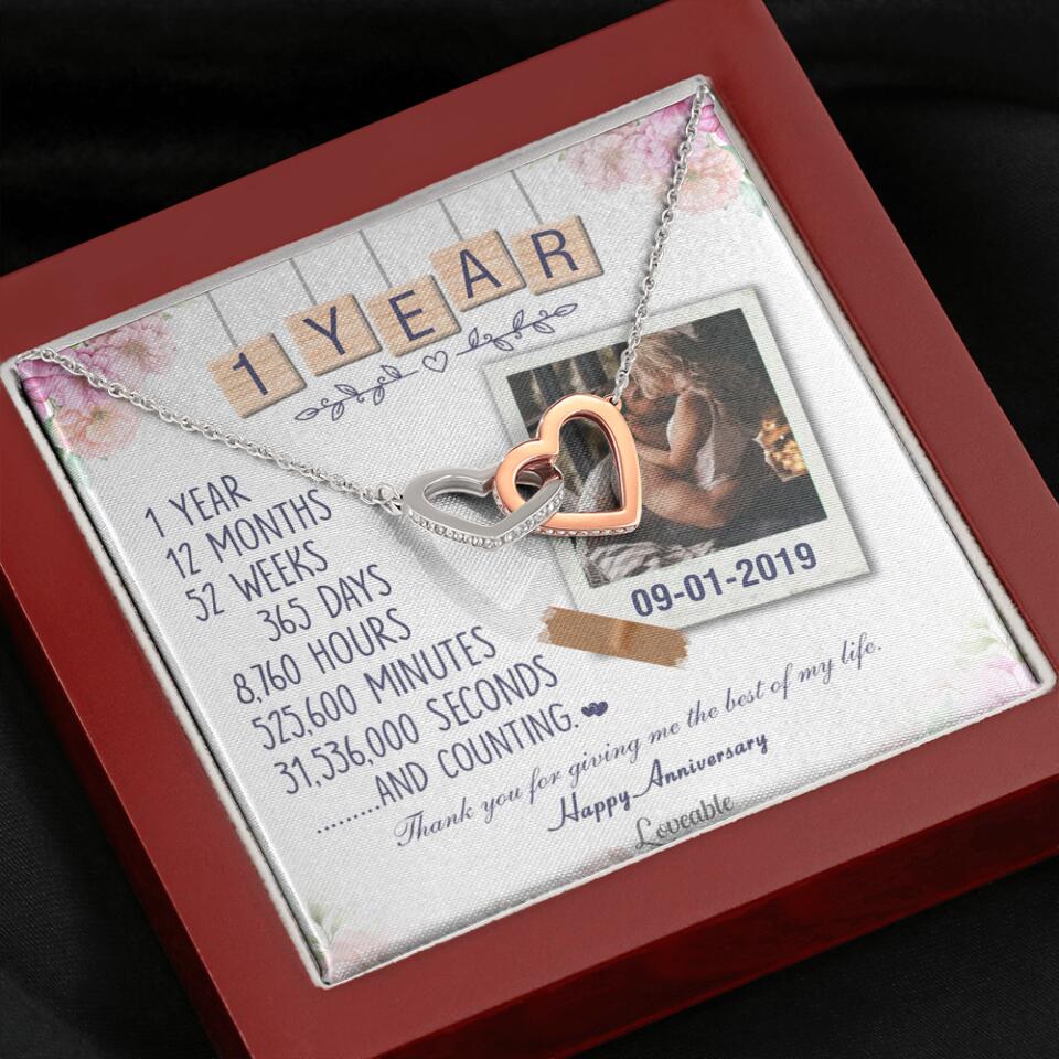 Happy 1 Year Anniversary Couple Personalized Necklace