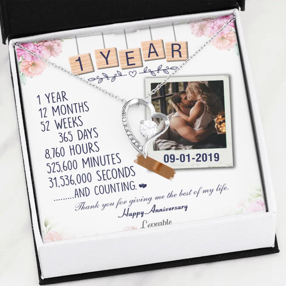 Happy 1 Year Anniversary Couple Personalized Necklace