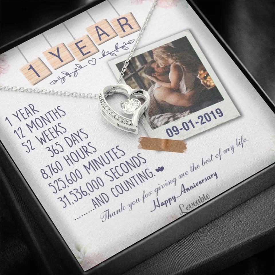 Happy 1 Year Anniversary Couple Personalized Necklace