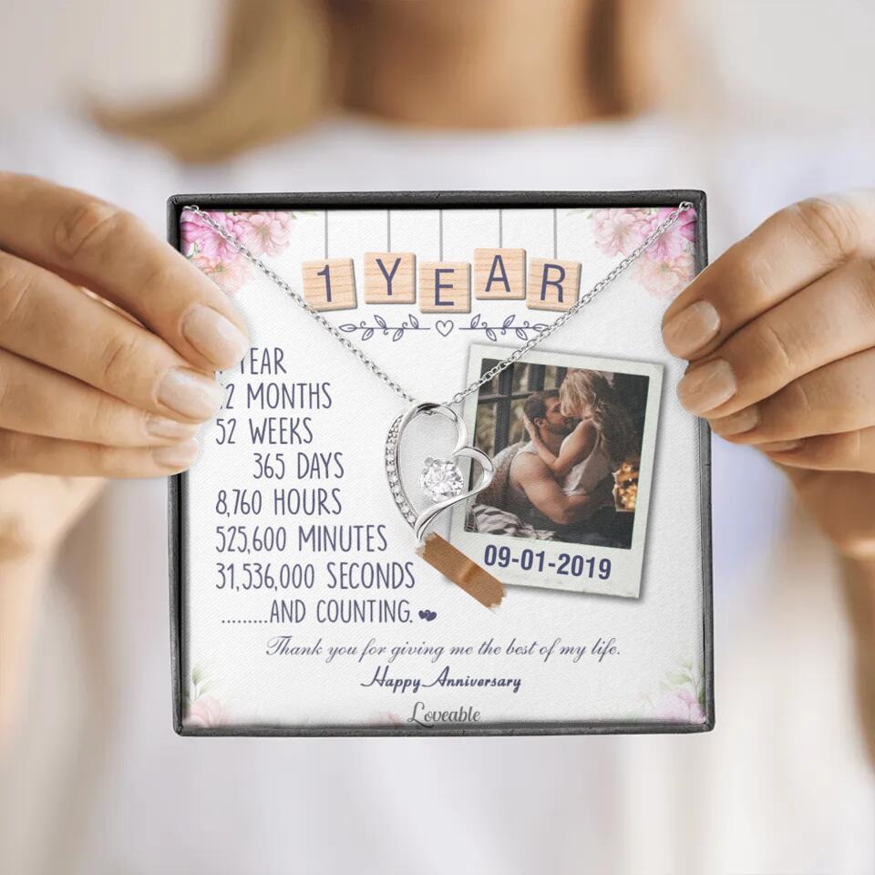 Happy 1 Year Anniversary Couple Personalized Necklace