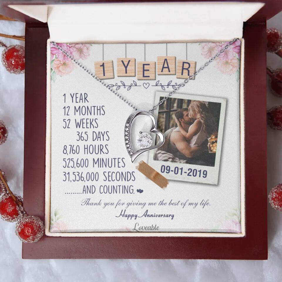 Happy 1 Year Anniversary Couple Personalized Necklace