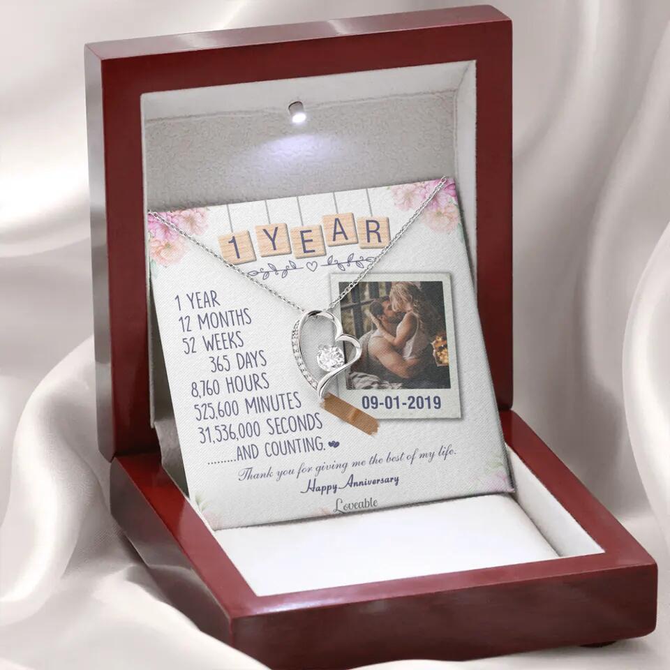 Happy 1 Year Anniversary Couple Personalized Necklace