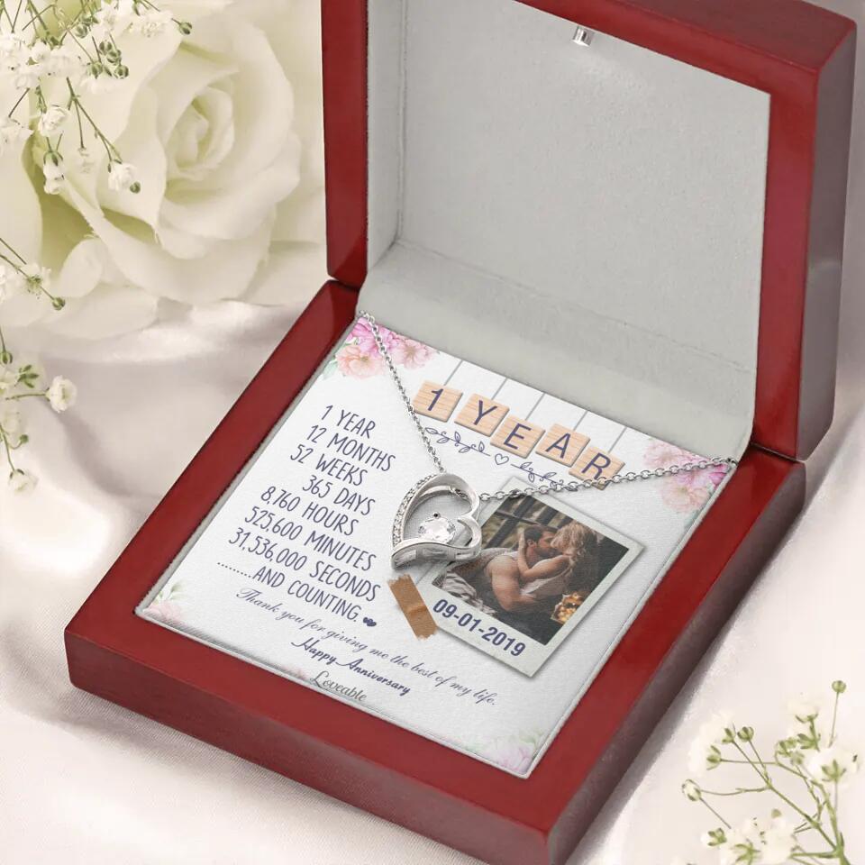 Happy 1 Year Anniversary Couple Personalized Necklace
