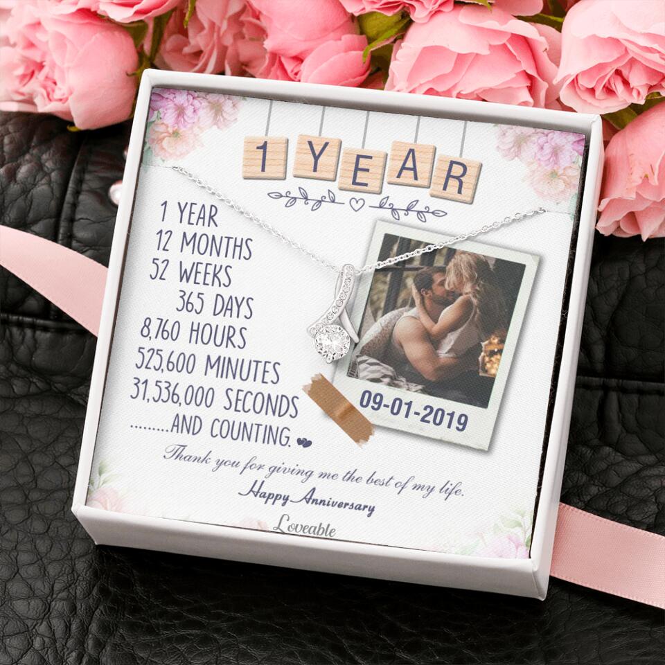 Happy 1 Year Anniversary Couple Personalized Necklace