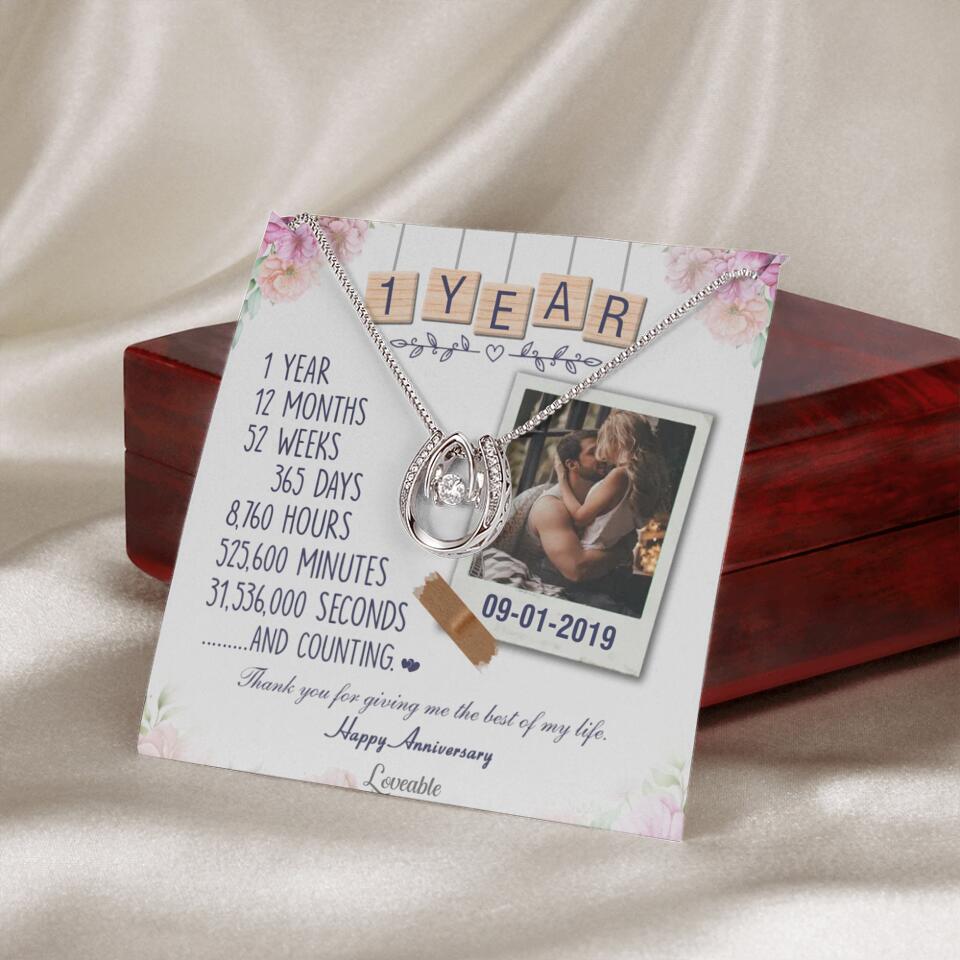 Happy 1 Year Anniversary Couple Personalized Necklace