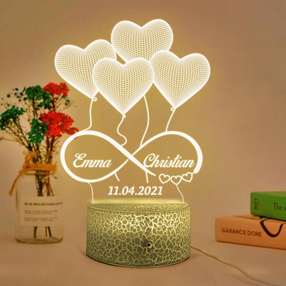 Heart Shaped Balloons Custom 3D Light Wedding Gift