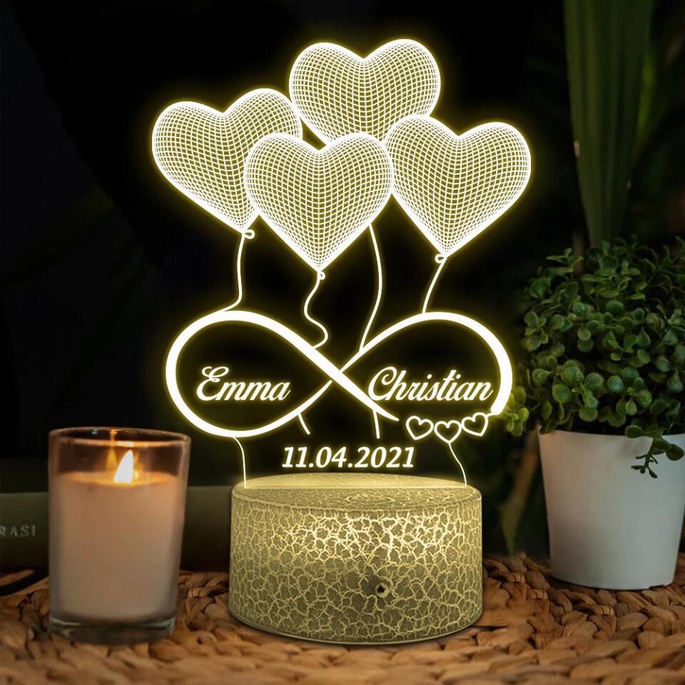 Heart Shaped Balloons Custom 3D Light Wedding Gift