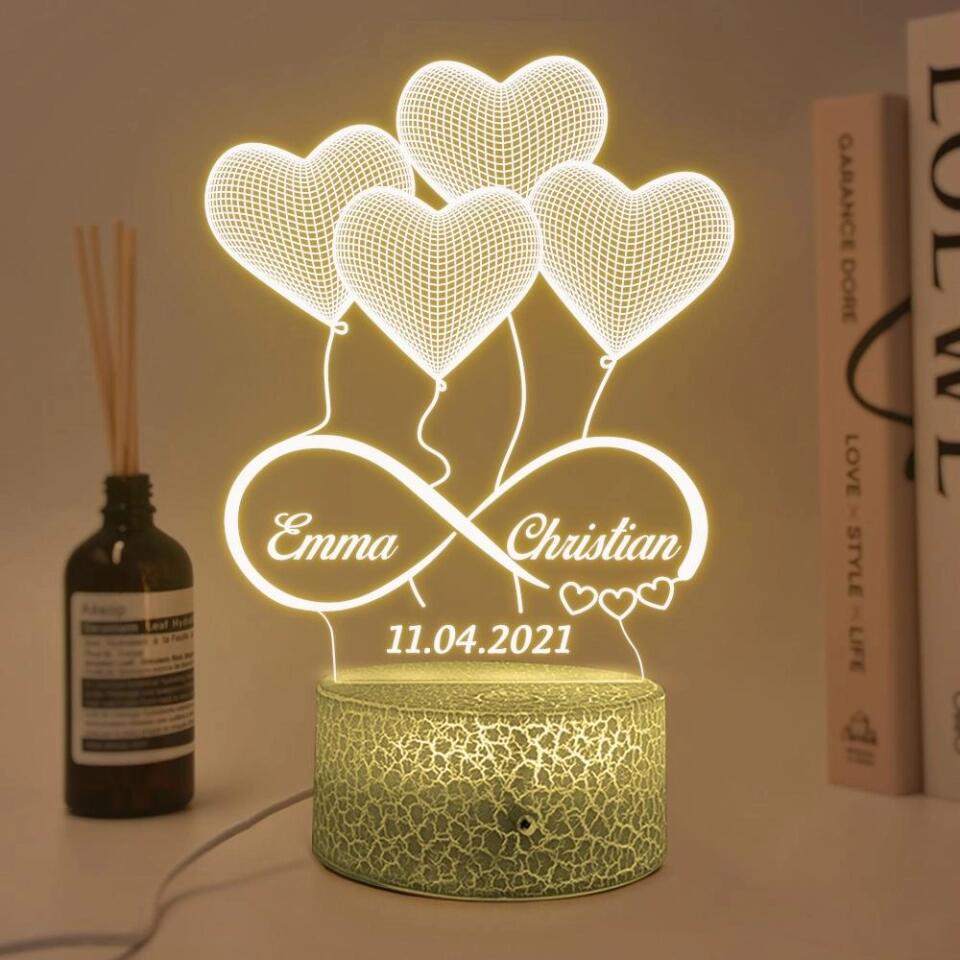Personalized Gift for Him Custom Night Light Led Lamp. 3D Led Lamp Wedding Gift for Family. Led Lights Table Lamp Anniversary Gift for Her - 210IHNBNLL703