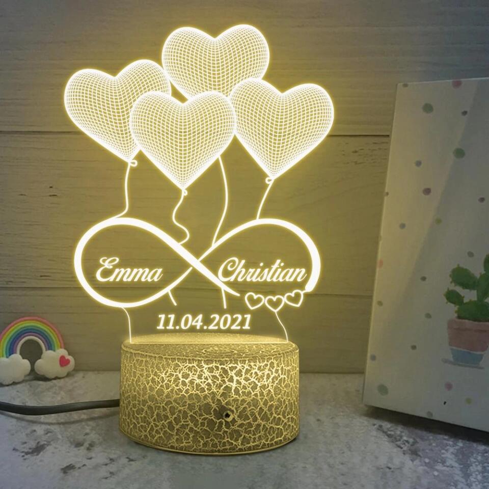 Heart Shaped Balloons Custom 3D Light Wedding Gift