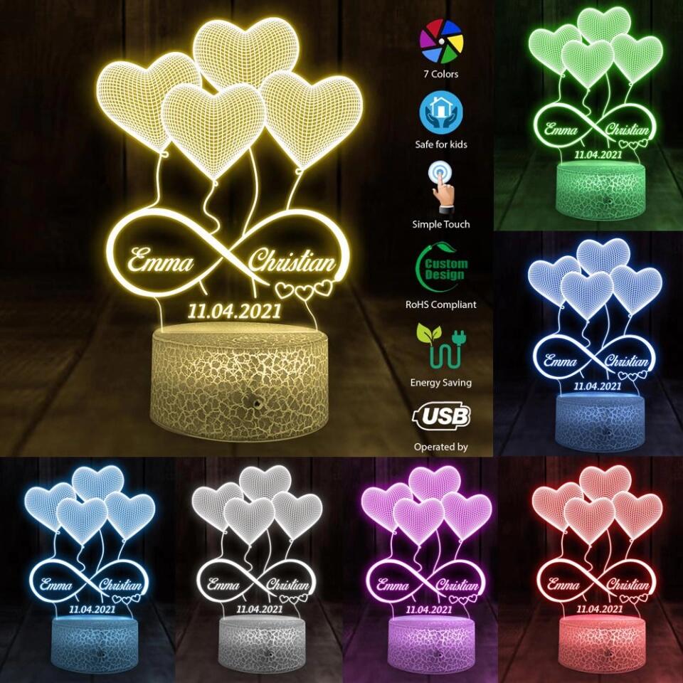 Heart Shaped Balloons Custom 3D Light Wedding Gift