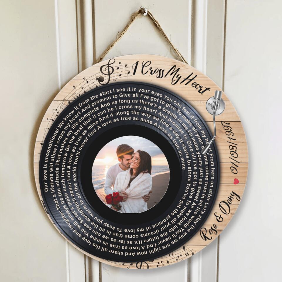 Couple Wooden Sign Vinyl Record Song Lyrics, Wooden Sign