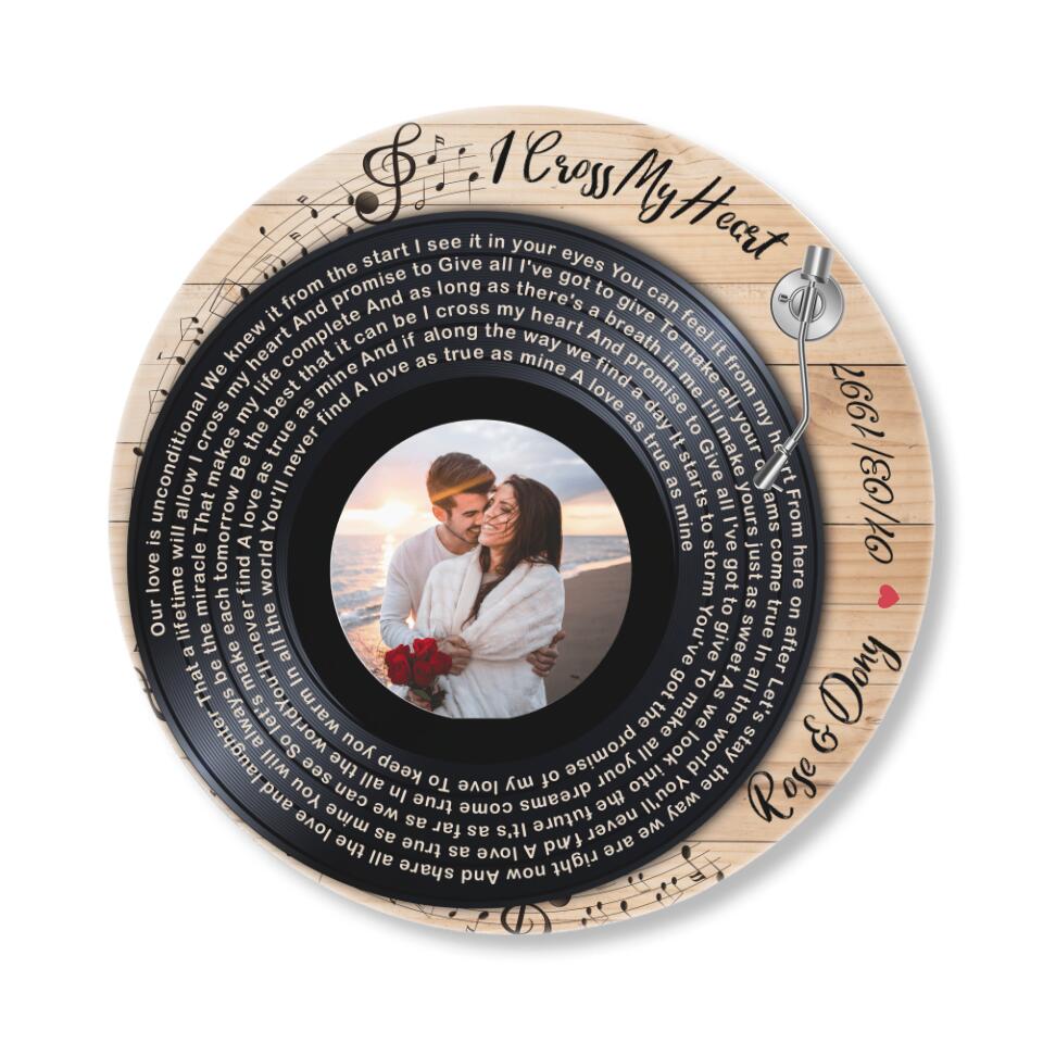 Vinyl Record Song Lyrics Gift for Him, Birthday Present - 2nd 4th 12th Wooden Anniversary Gift for Her -  208IHNTHRW508