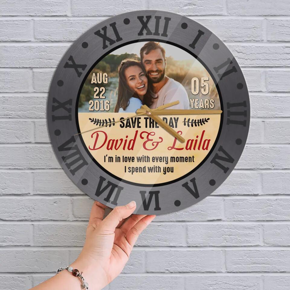 I'm In Love With Every Moment I'm Spend With You - Personalized Wall Clock - Best Gifts for Him Her Couple Parents on Birthdays Anniversaries Valentine - 210IHPNPWC375