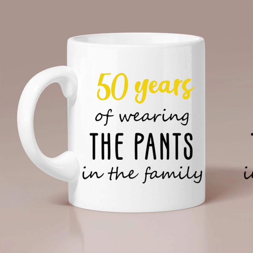 Let Him Think To Wear the Pants in Family - Personalized Couple White Mug - Funny Gifts for Wedding Anniversary - 208IHPTHMU087