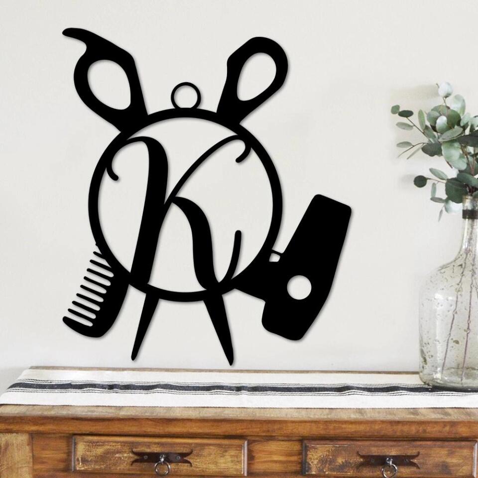 Personalized Hairstylist Salon - Custom Letter Monogram - Cut Metal Sign - Gift for Hairstylist/Hair Salon Owner