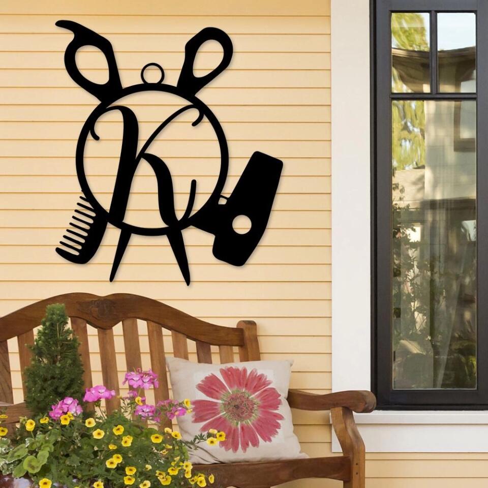 Personalized Hairstylist Salon - Custom Letter Monogram - Cut Metal Sign - Gift for Hairstylist/Hair Salon Owner