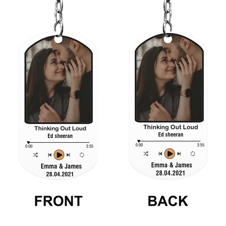 Happy Couple With Song - Personalized Stainless Steel Keychain - Best Gift For Anniversary