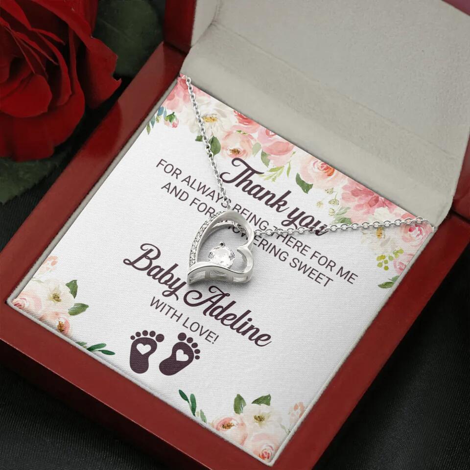 Thank You For Always Being There For Me - Personalized Love Knot Necklace - Baby Shower Hostess Thank You Gift