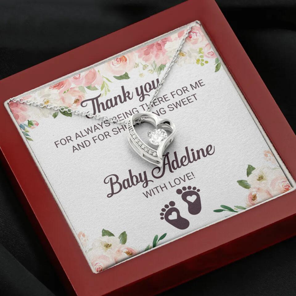 Thank You For Always Being There For Me - Personalized Love Knot Necklace - Baby Shower Hostess Thank You Gift
