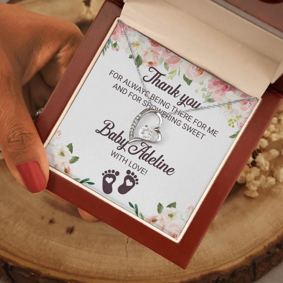 Thank You For Always Being There For Me - Personalized Love Knot Necklace - Baby Shower Hostess Thank You Gift