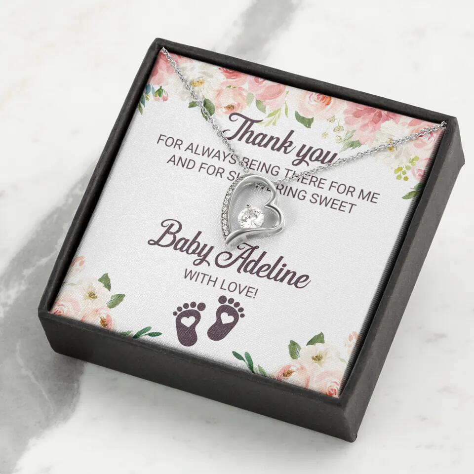 Thank You For Always Being There For Me - Personalized Love Knot Necklace - Baby Shower Hostess Thank You Gift